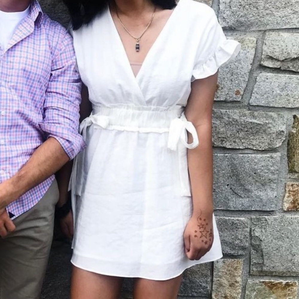ZARA Side Tie White Dress